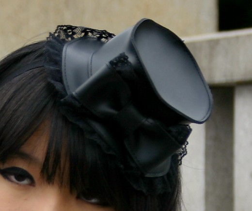 If you think a bow in your hair is too girlie, then how about a little Victorian inspired hat? Again, a great accessory that can finish off a lovely goth-inspired outfit