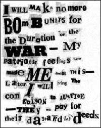 One of the messages that Metesky left on the scene of the bombing. 