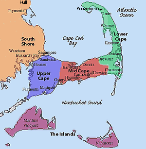 Map of Cape Cod, Martha's Vineyard and Nantucket Island