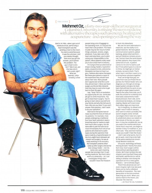 I secured this magazine reprint and Dr. Oz's autograph in December 2002.