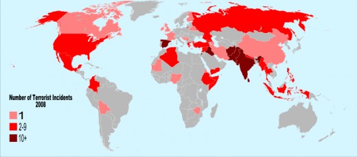 This map shows the frequency of real terrorist attacks over the planet. Notice that poor regions have more terrorist attacks. This does not mean that the poor are behind terrorist attacks. Some poor regions are entirely free of terrorist attacks.