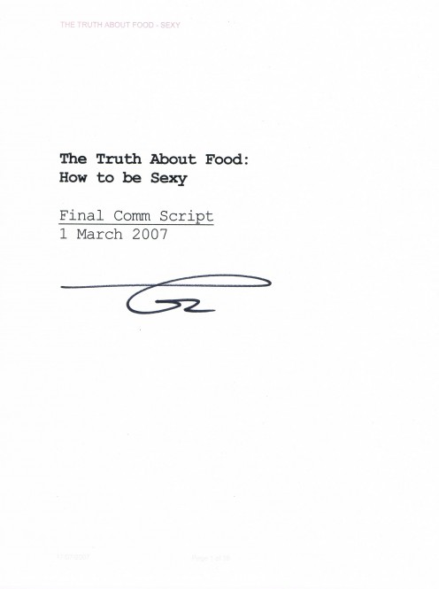 Cover page of a script Dr. Oz read from on March 2007. Single page only.