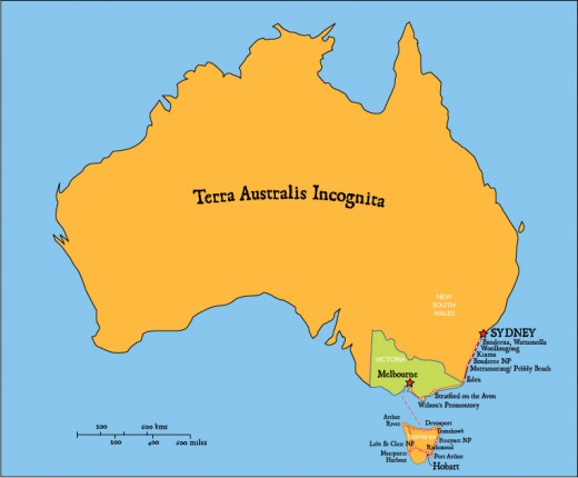 Around the map of Tasmania