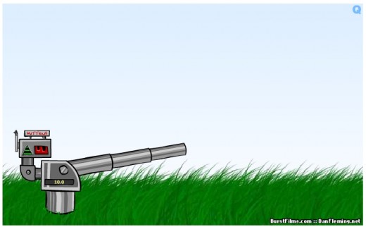 The cannon is loaded with kitty. Press the Space Bar to fire.