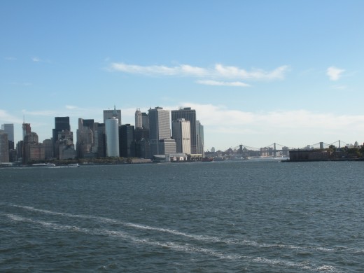 view of New York City from the Staten Island Ferry