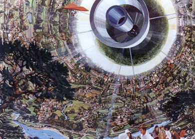 For those really long space voyages between the stars, a bernalsphere would be a space built and inhabitable inside out mini earth environment.
