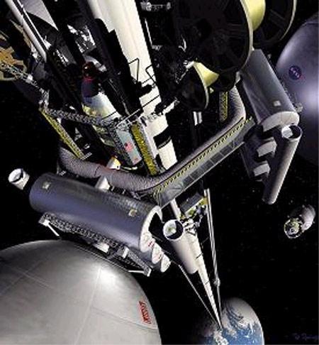 The concept of the space elevator has been on the minds of those who see this as a cheap and efficient way to get vast amounts of material into space to build the colonies for interplanetary or intersteller travel. Building such a stairway to the hea