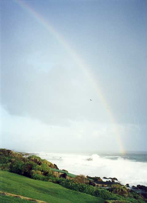 A rainbow for the "Rainbow Nation". Scene at Storms River Mouth on the Garden Route. Photo by Tony McGregor
