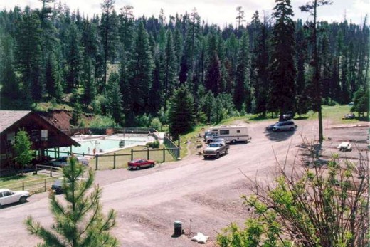 The spacious camping grounds at Lehman Hot Springs