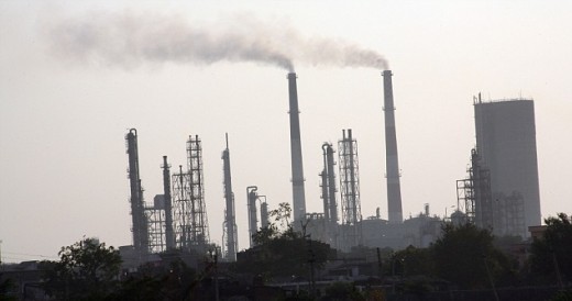 chemical plant along the Narmada's shores in Gujarat