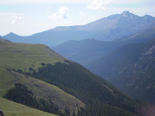 The classic view of Longs Peak from Trail Ridge Road. 