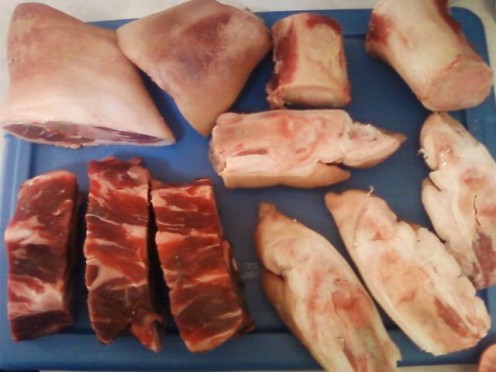 Chunks of meat for a raw diet