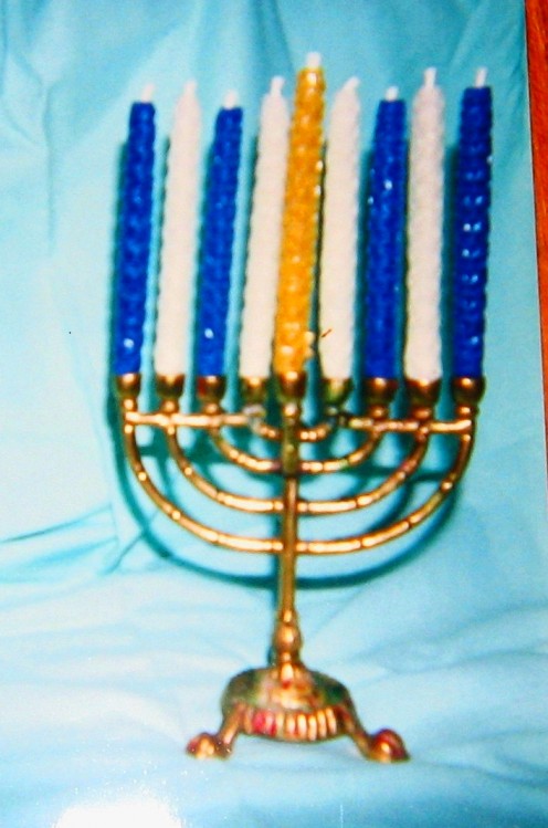 Hand Rolled Chanuka Candles in Menorah