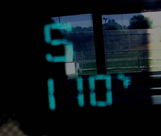 I got into my truck after work and immediately started sweating.  This picture is of what my Titan was telling me the temp was.  I'm sure it wasn't that hot outside, but it was a hot one today in East Tennessee.  I'm ready for football weather!