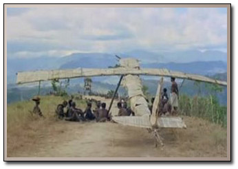 One of the most dramatic examples of modern day cargo cultism occurred when WWII pilots landed on a remote Pacific Ocean Island and impressed the natives with their god-like appearances. When the pilots left, the native built straw air-plane fetishes