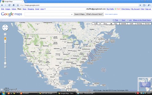 Google Overview Map in bottom right corner. Google Navigation tools to the left-hand side.