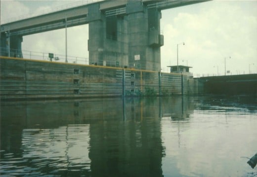 The inside of a lock on the Ohio River