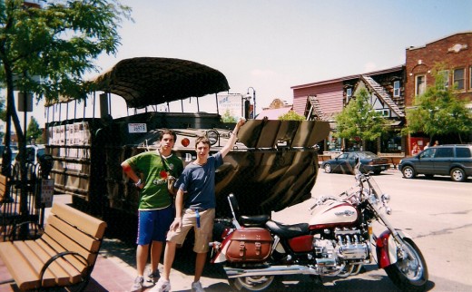 Army Ducks shuttle in downtown Wisconsin Dells