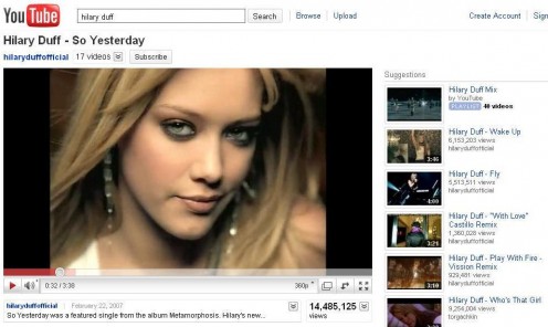 when i searched for videos related to Hilary Duff in Google video it returned the relevant best quality video by searching the entire web, not to mention most of the best quality videos were found in Youtube.