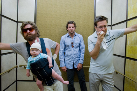 Zach Galifianakis, Bradley Cooper and Ed Helms in The Hangover