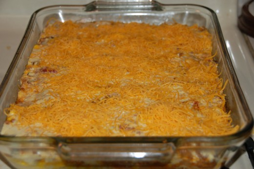  1 cup of cheddar cheese added to top.