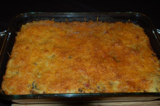   About half an hour in the oven at 350 degrees to a golden brown.