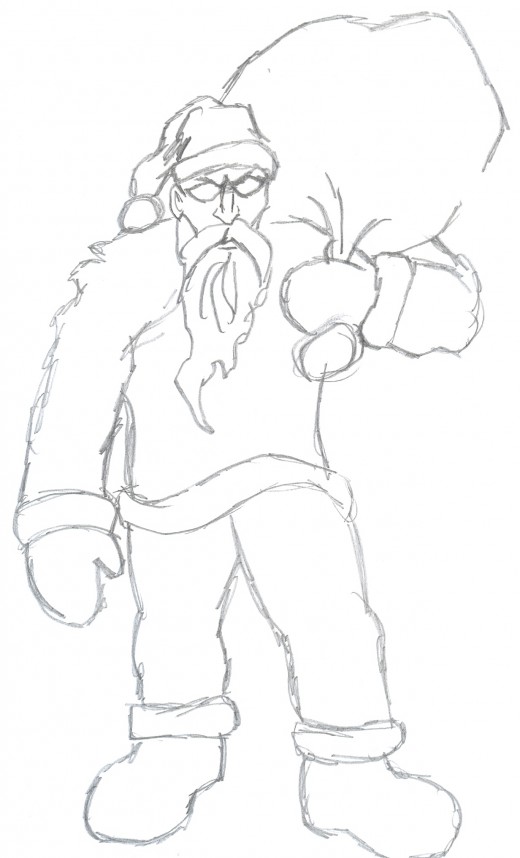 Draw a zombie santa clause sketch 2 - Making a figure better than before.