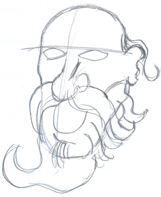 Draw a zombie Santa face sketch 2 - Making sense of a zombie face.