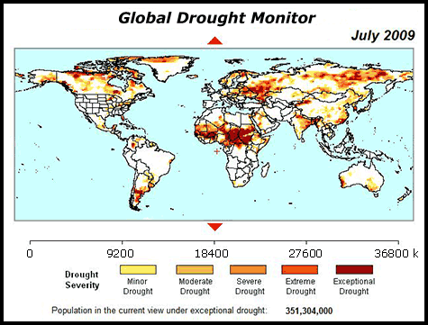 The drought we see for this year is actually years in the making. This is the 2009 map for drought affected regions. In 2010, Russia experienced a devastating drought and fire storms.