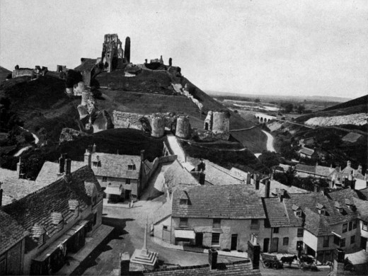 ....sliding down the steep outer bailey of Corfe Castle on a tea tray.