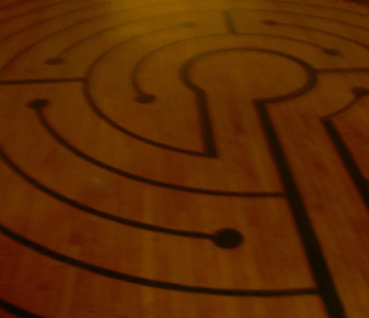 Piece of a labyrinth designed by Boticelli, located in the basement of St. Paul's Episcopal Cathedral on Tremont St., Boston
