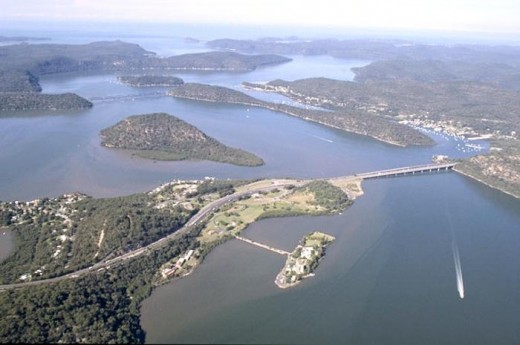 Arial view of the Lower Hawkesbury. 