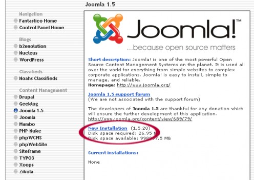 New Installation of Joomla