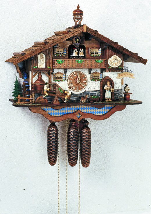Schneider all wooden antique cuckoo clock, made in the Black Forest