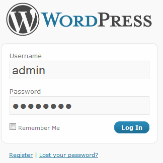 Diagram 1. The WordPress Admin Login Screen
