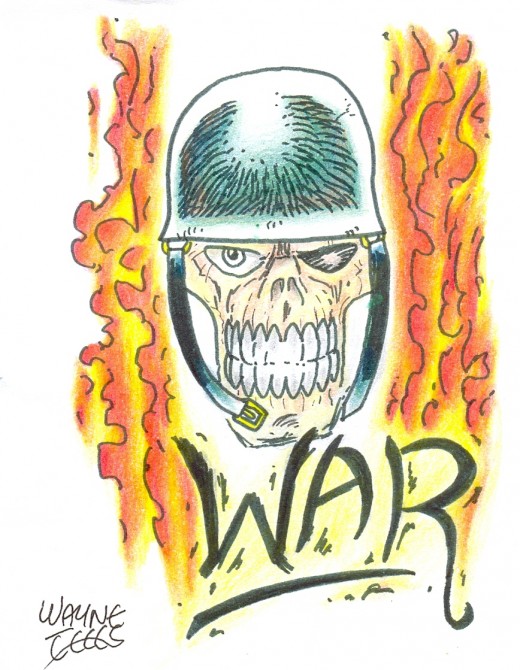 Draw a war skull tattoo.    War skull Copyright Wayne Tully 2010.