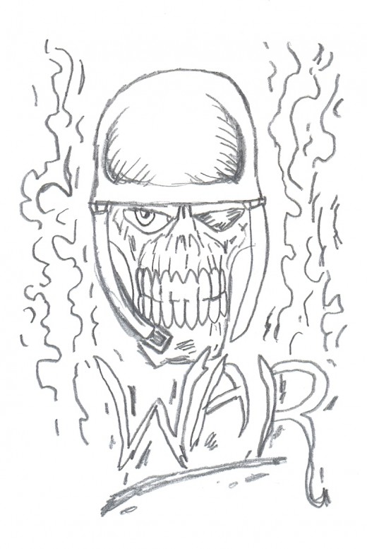 Draw a war skull drawing tutorial.    Skull art Copyright Wayne Tully 2010.