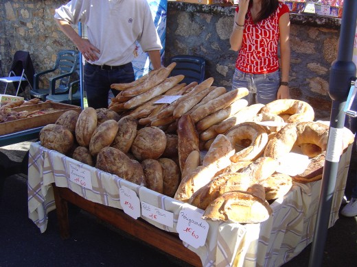 Bread and croissants for sale