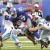 New York Giants running back Brandon Jacobs (27), center, is tackled during an NFL football game against the Carolina Panthers at New Meadowlands Stadium in East Rutherford, N.J., Sunday, Sept. 12, 2010. (AP Photo/Henny Ray Abrams) ASSOCIATED PRESS 