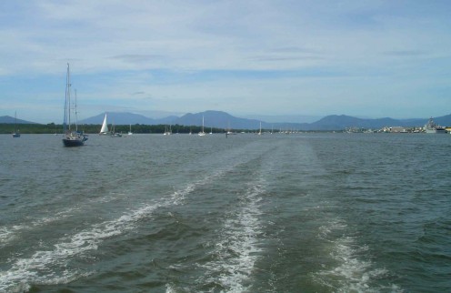 The road east out of Cairns - Our destination is the outer reef, 47kms away