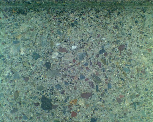 Pattern on the stairs, with pretty stones embedded in them