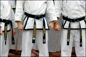 Rhee Tae Kwon-Do 1st, 2nd, and 3rd Dan black belts.  Photo courtsy Wikimedia Commons.  Original uploader was User:Janggeom.