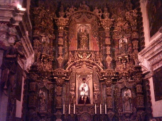 Main Altar of the Spanish Mission Church of San Xavier del Bac in Tucson, AZ