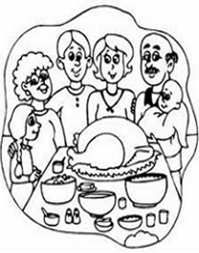 Thanksgiving Holiday Dinners Free-Kids Coloring Pages and Colouring Pictures to Print 