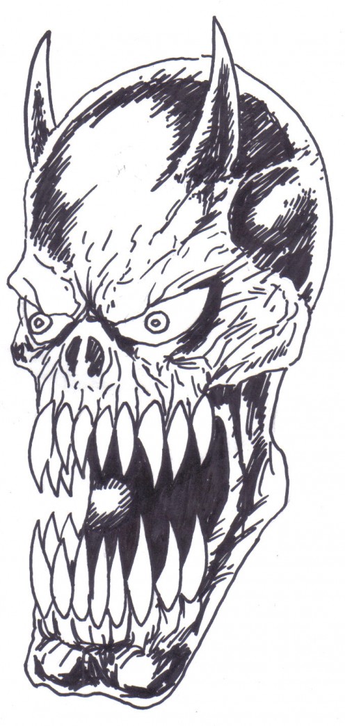 Demon sketch inked with a sharpie marker.  Wayne Tully 2010.