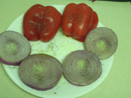 Red Bell Peppers and Red Onions Seasoned