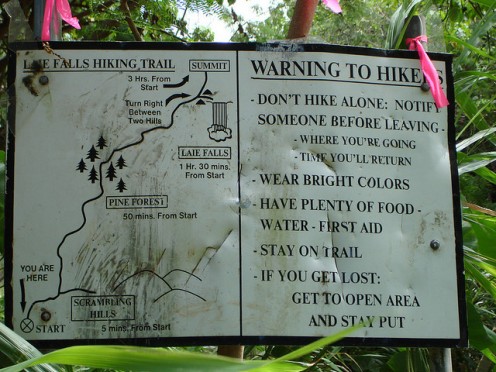 The Laie Falls Trail Sign