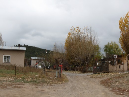 Entering ancient village of Las Trampas, New Mexico