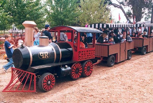 Fun train rides with a real horn and whistle at the Peltzer Farms.