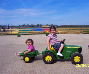 Ride on childrens tractors at Pigeons Farm Park